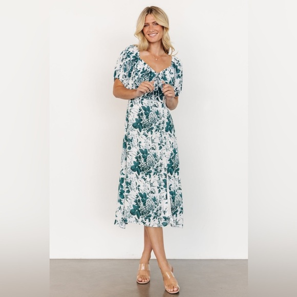 BALTIC BORN Cadence Midi Dress In Jade Floral - Picture 4 of 8
